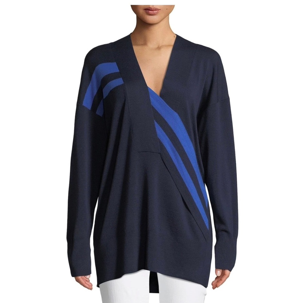 Rag & Bone Sweater Womens Cecile XS Navy Blue Graphic Stripe V-Neck‎ Pullover